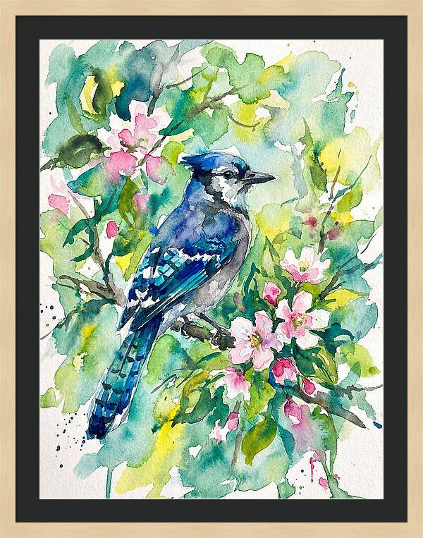 Vibrant Blue Jay In Bloom