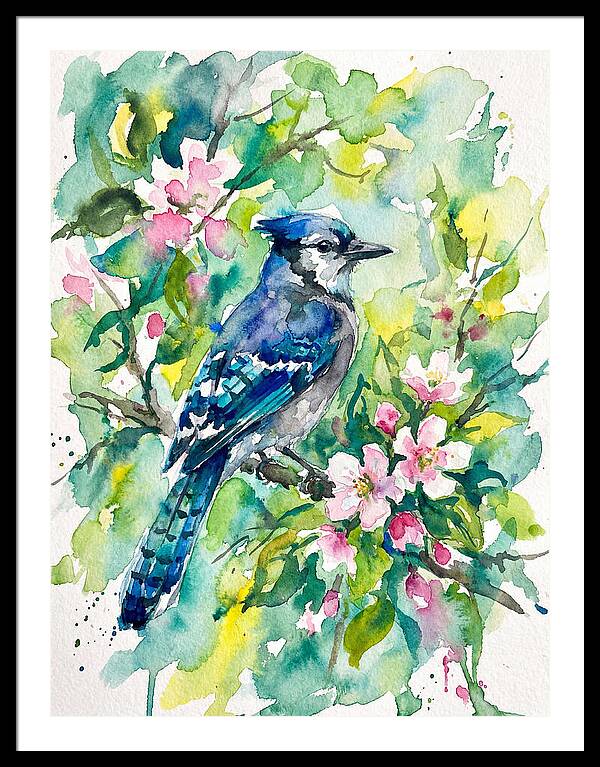 Vibrant Blue Jay In Bloom