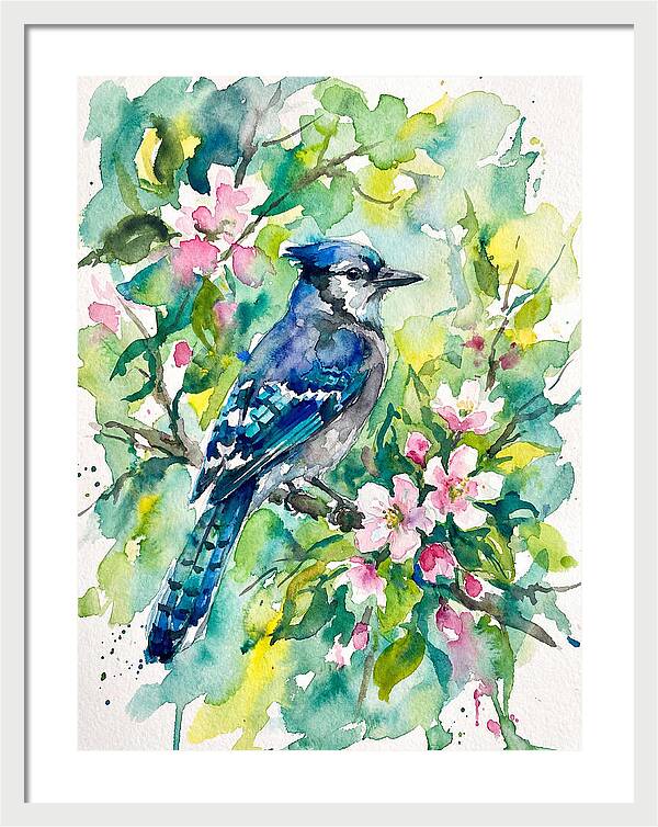 Vibrant Blue Jay In Bloom