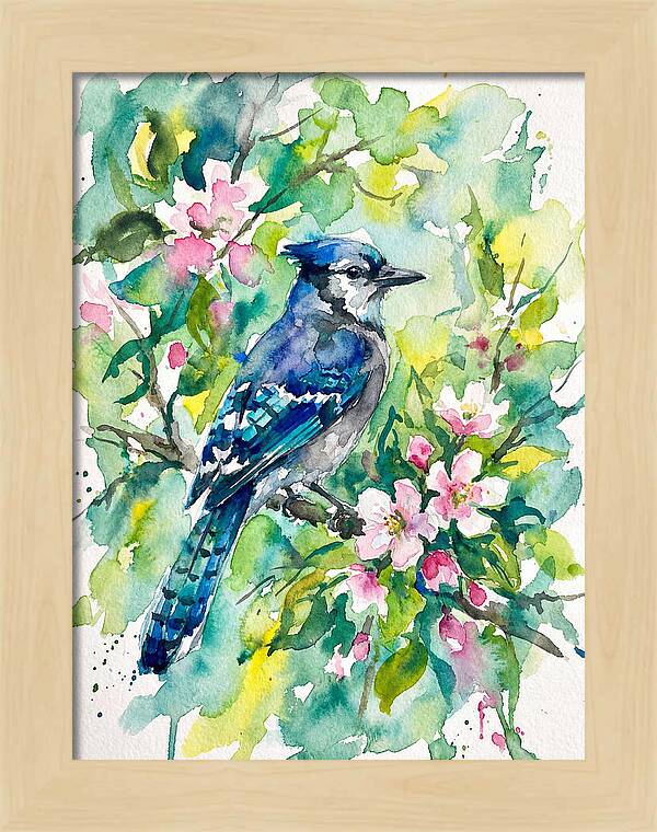 Vibrant Blue Jay In Bloom
