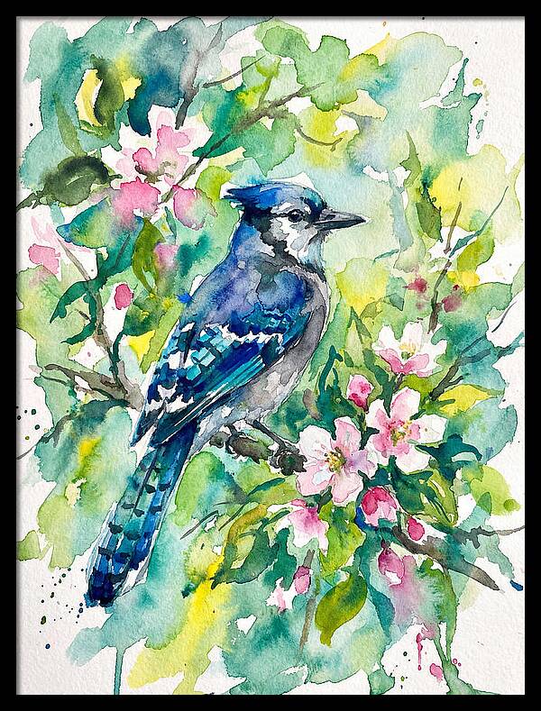 Vibrant Blue Jay In Bloom