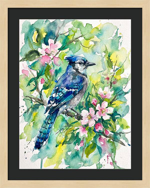 Vibrant Blue Jay In Bloom