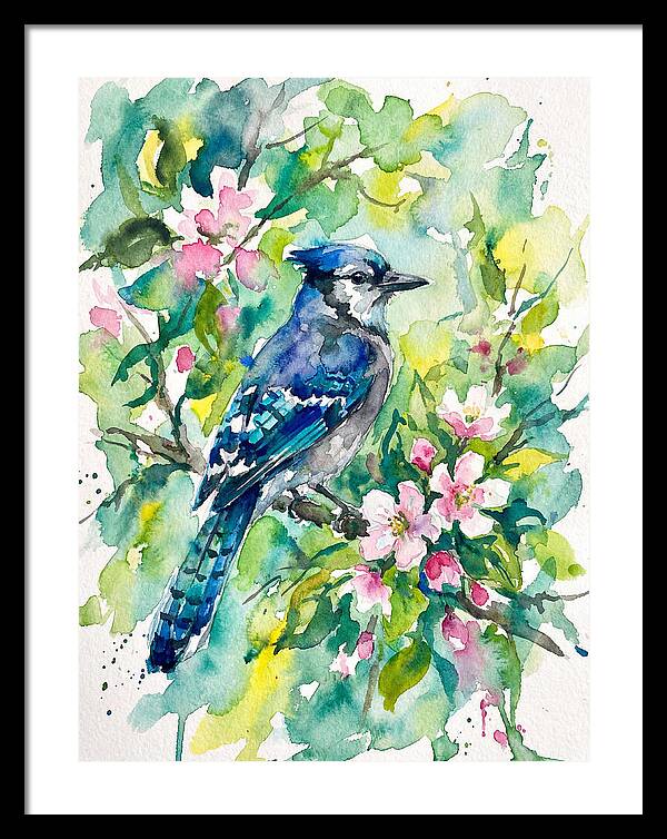 Vibrant Blue Jay In Bloom