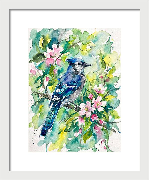 Vibrant Blue Jay In Bloom