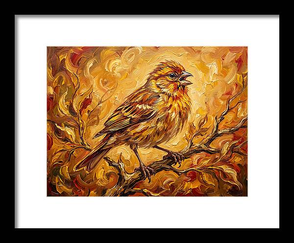 Vibrant Finch In Autumn