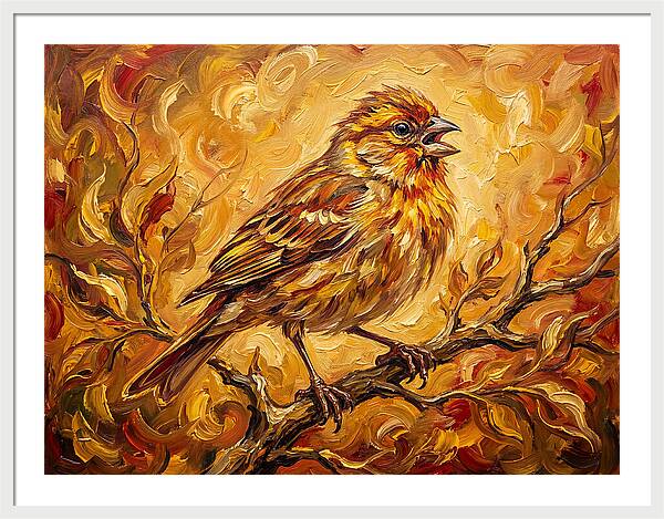 Vibrant Finch In Autumn
