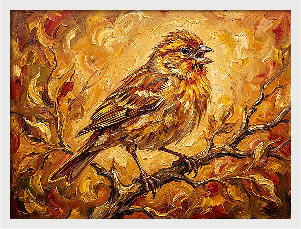 Vibrant Finch In Autumn