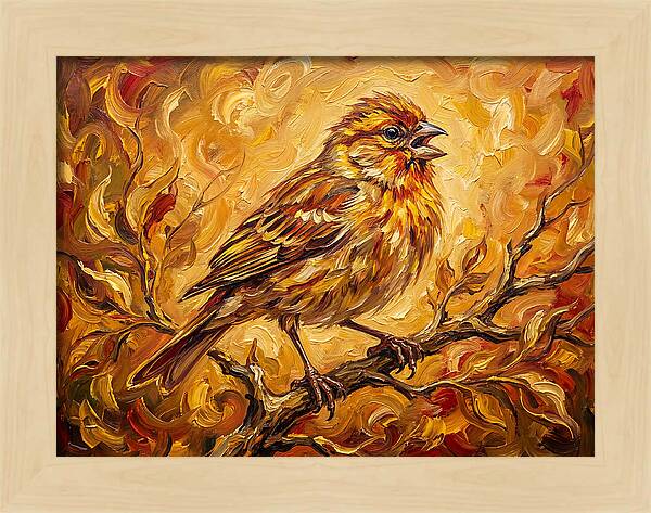 Vibrant Finch In Autumn
