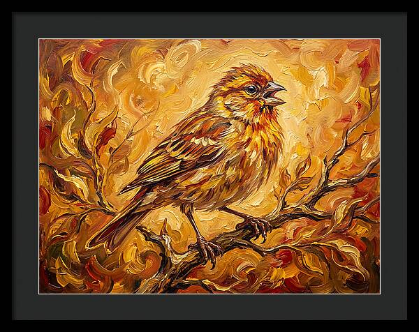 Vibrant Finch In Autumn