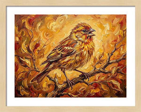 Vibrant Finch In Autumn