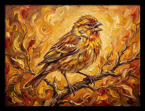 Vibrant Finch In Autumn