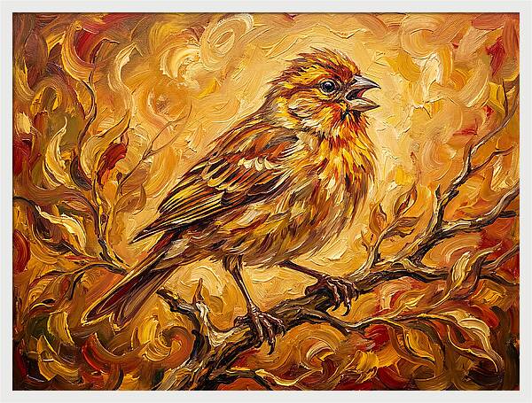 Vibrant Finch In Autumn