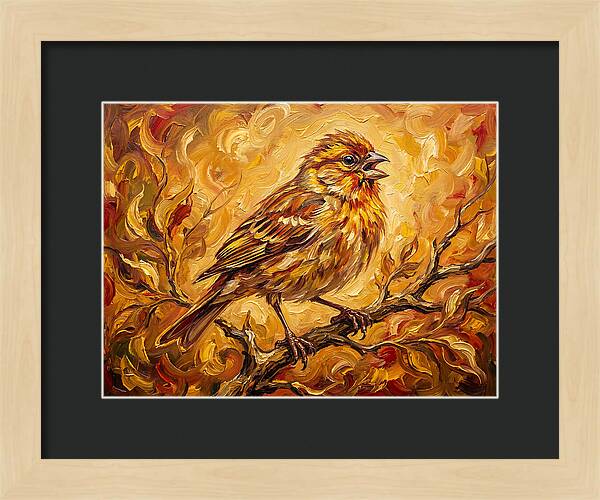 Vibrant Finch In Autumn