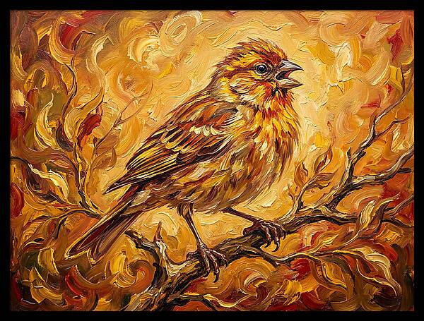 Vibrant Finch In Autumn