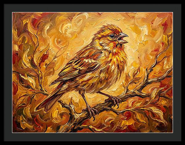 Vibrant Finch In Autumn