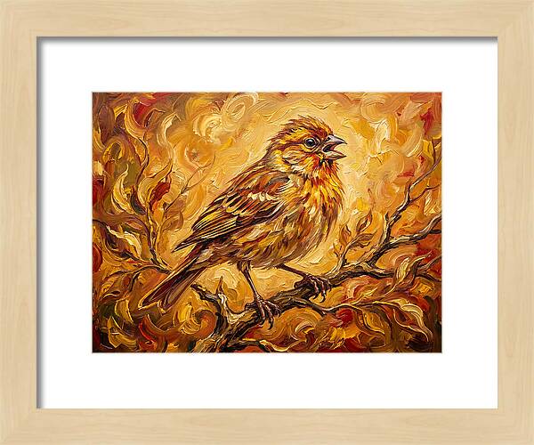 Vibrant Finch In Autumn