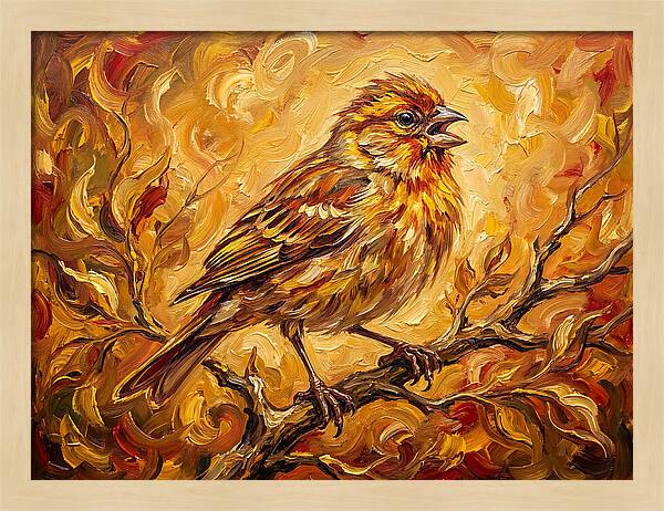 Vibrant Finch In Autumn