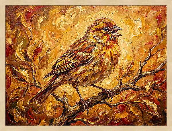 Vibrant Finch In Autumn