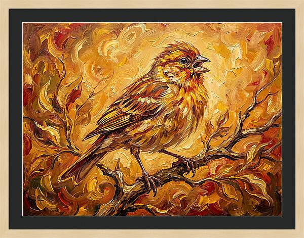 Vibrant Finch In Autumn