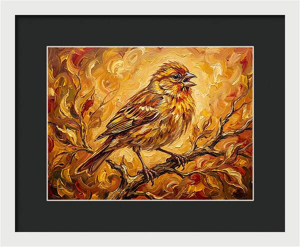 Vibrant Finch In Autumn