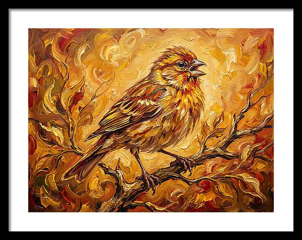 Vibrant Finch In Autumn