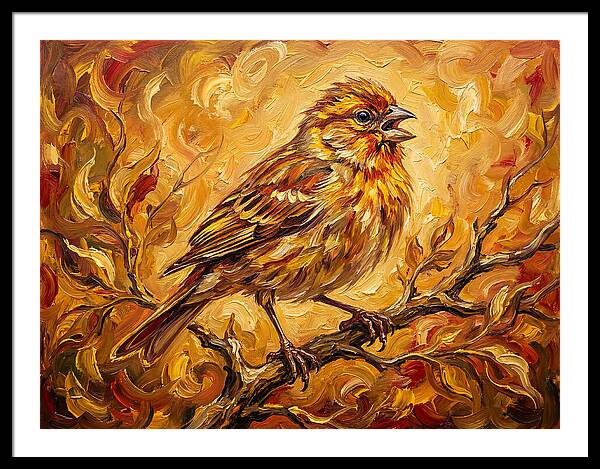 Vibrant Finch In Autumn