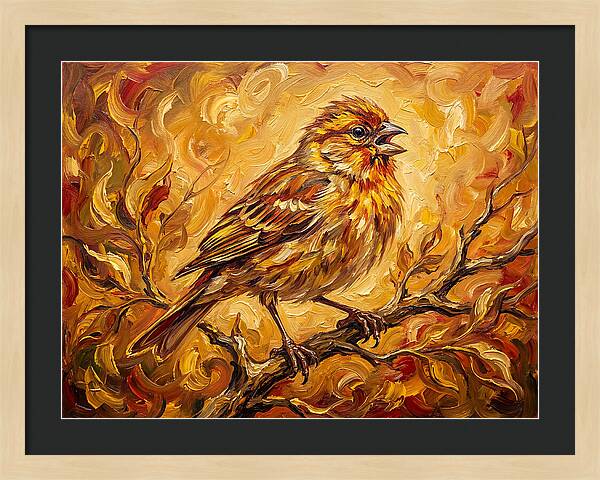 Vibrant Finch In Autumn