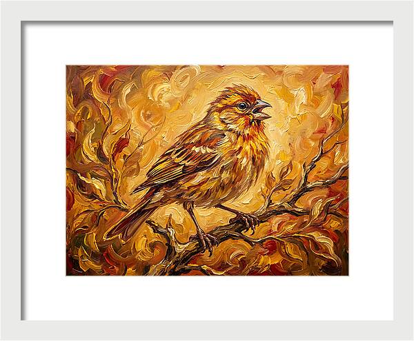 Vibrant Finch In Autumn