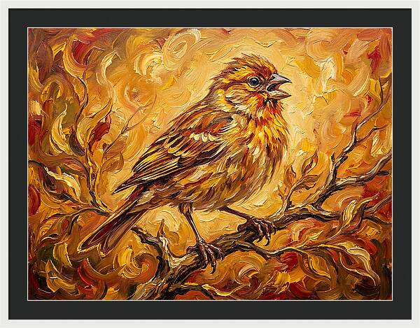Vibrant Finch In Autumn