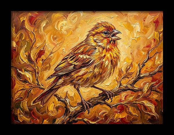 Vibrant Finch In Autumn