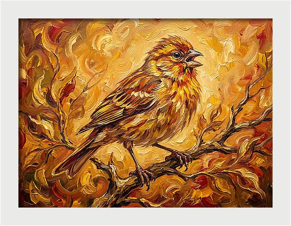 Vibrant Finch In Autumn