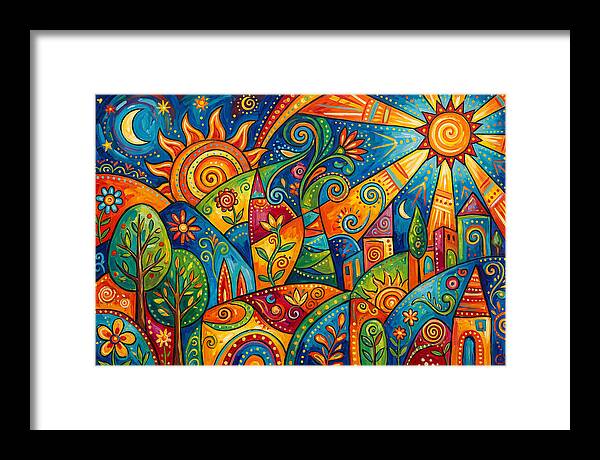 Vibrant Folk Landscape