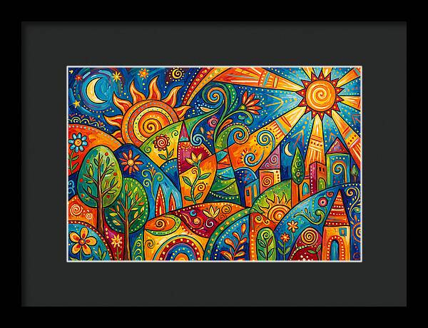 Vibrant Folk Landscape