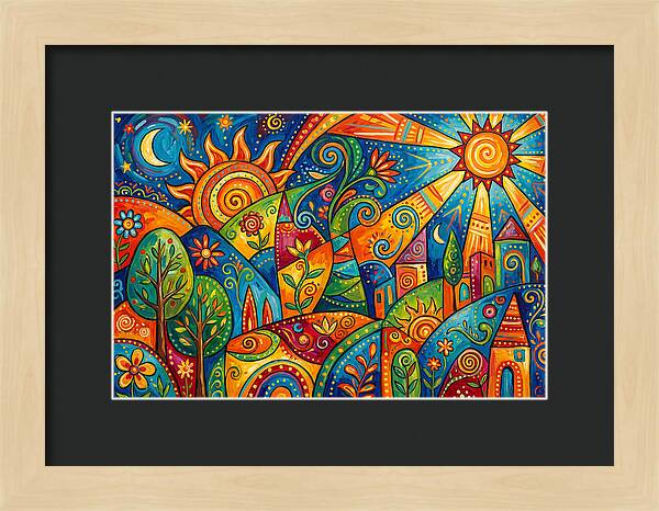 Vibrant Folk Landscape