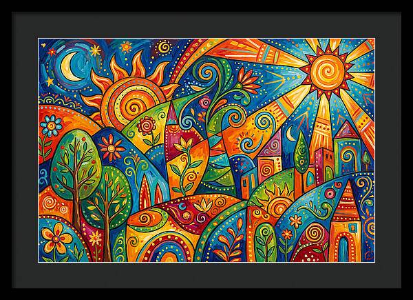 Vibrant Folk Landscape