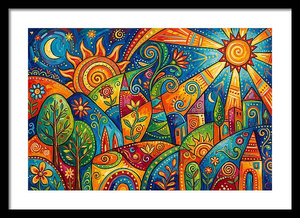 Vibrant Folk Landscape