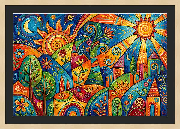 Vibrant Folk Landscape