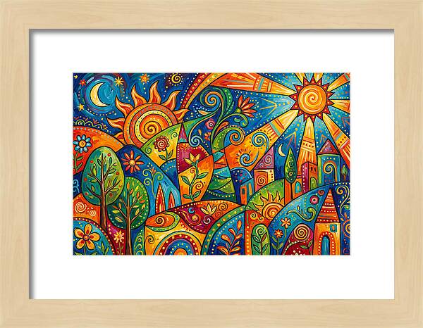 Vibrant Folk Landscape