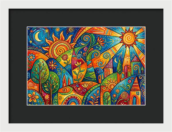 Vibrant Folk Landscape