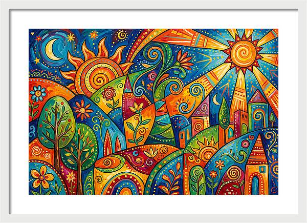 Vibrant Folk Landscape