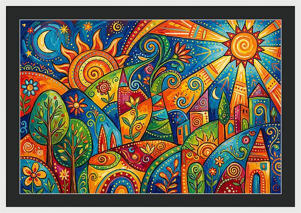 Vibrant Folk Landscape