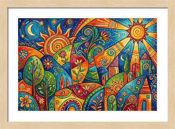 Vibrant Folk Landscape