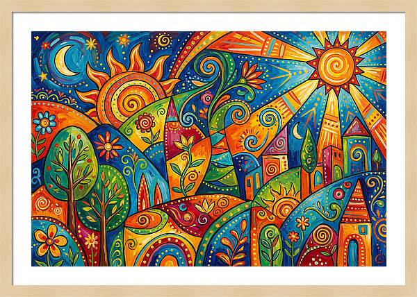 Vibrant Folk Landscape