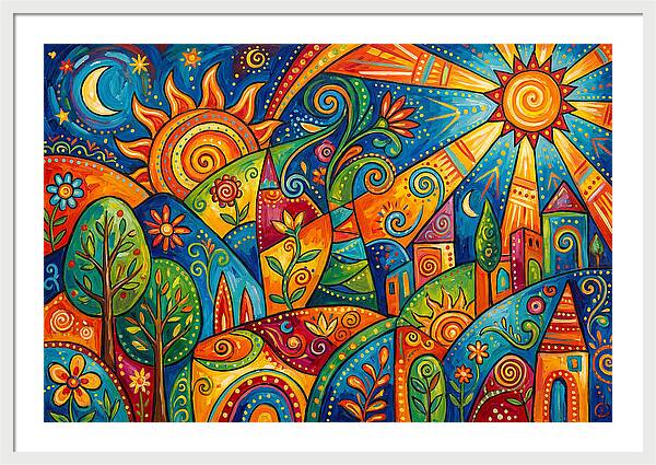 Vibrant Folk Landscape