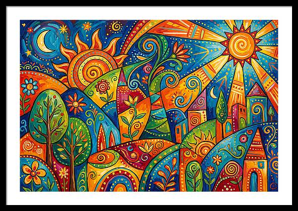 Vibrant Folk Landscape