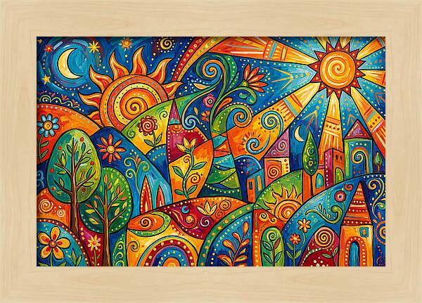 Vibrant Folk Landscape