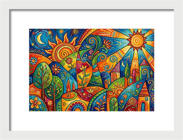Vibrant Folk Landscape