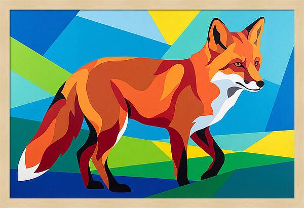 Vibrant Fox In Geometric Style