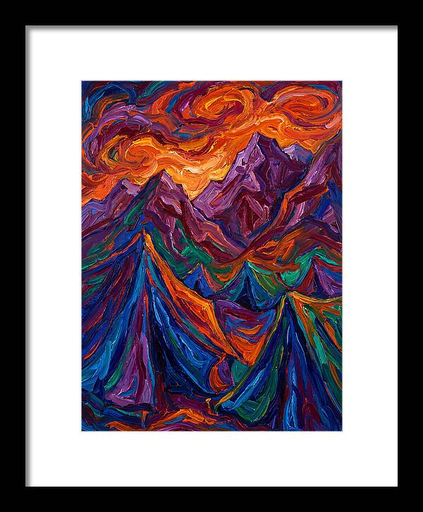 Vibrant Mountain Tents Under Sunset