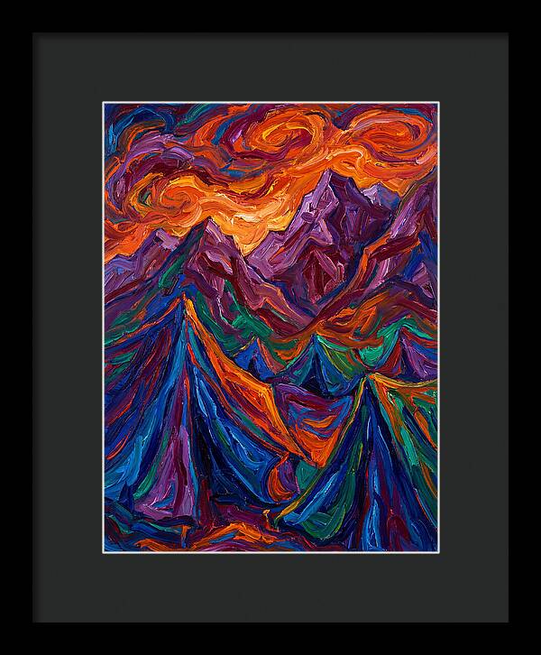 Vibrant Mountain Tents Under Sunset